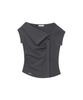 MISEKI SEOUL Folding Collar Shirring Top Charcoal