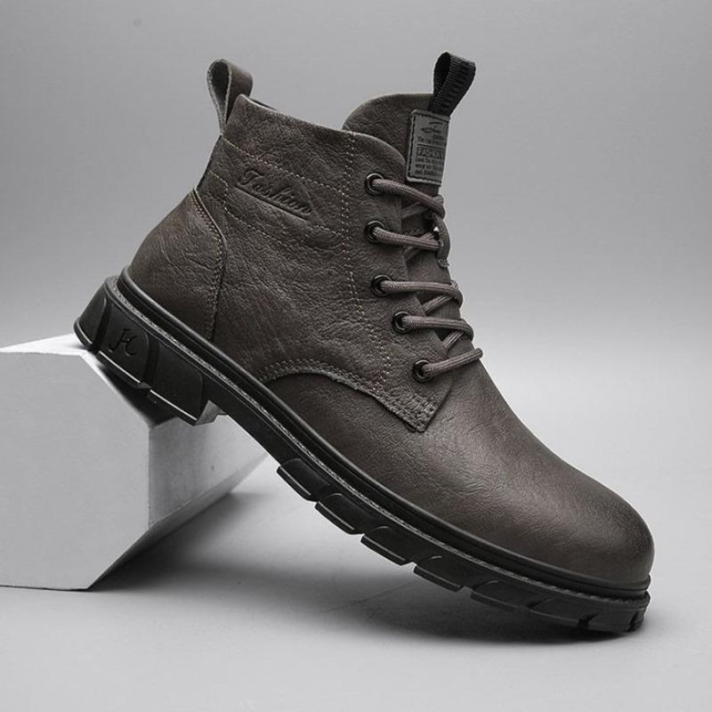 Fashion 2025 New British Style Men's Short Boots,fashionable Men's Shoes Workwear Boots High Top Leather Shoes for Men Botas Para Hombre
