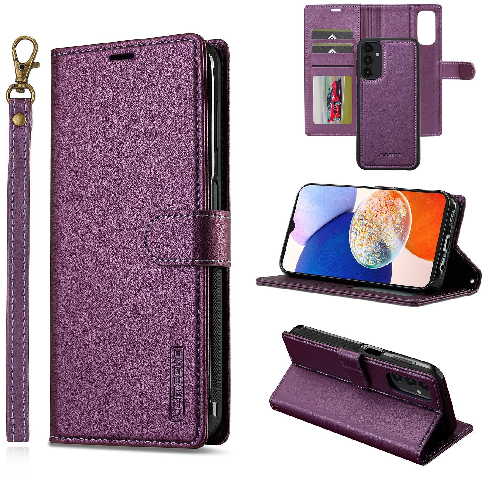 

LC.IMEEKE L2 Series for Samsung Galaxy A14 5G Case PU Leather Wallet Detachable Magnetic Phone Cover Purple