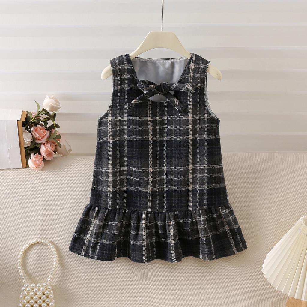 Girls' Outfit Spring and Autumn New Style Little  Style Plaid Skirt Baby Outfit Skirt Children's Two-Piece Set