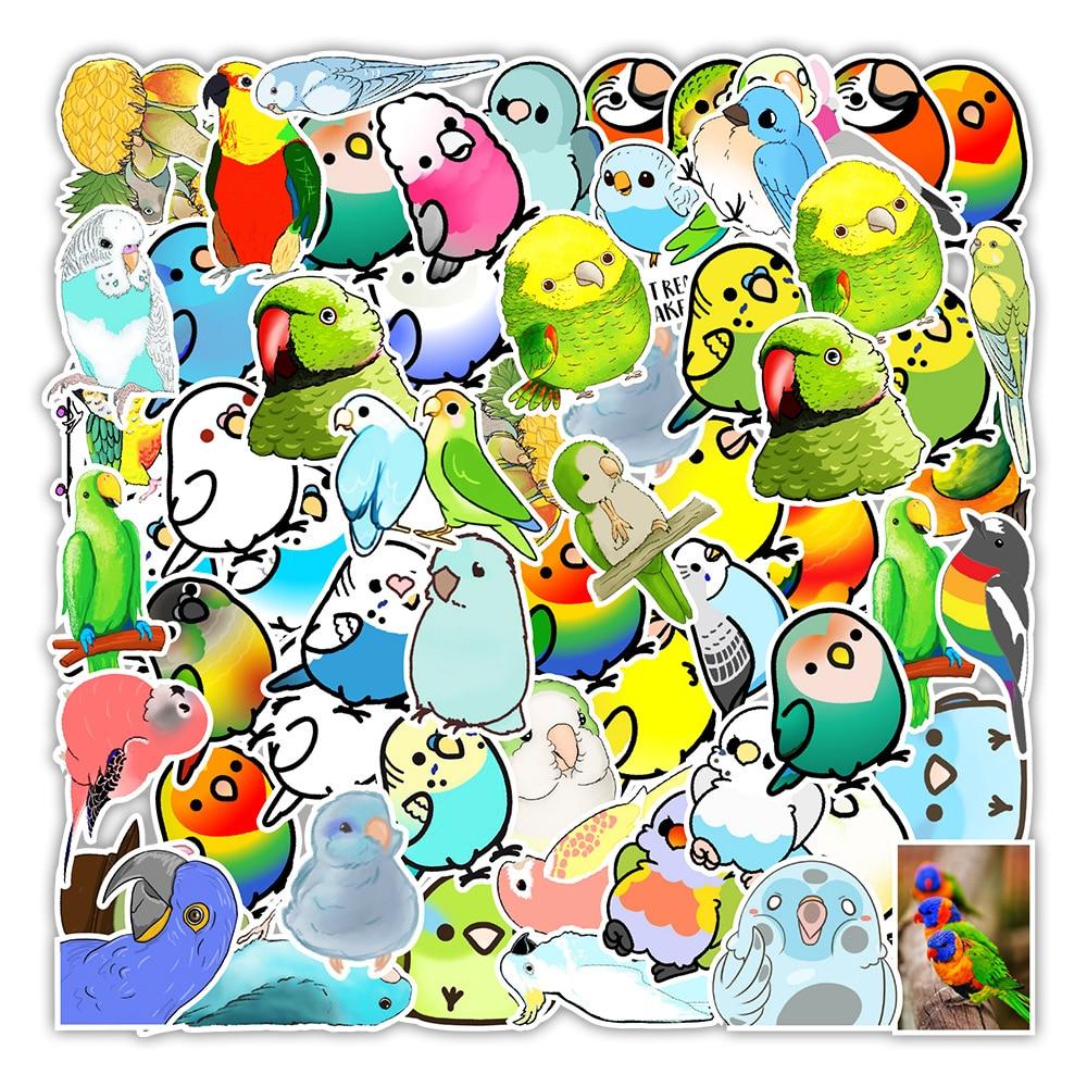 50PCS Lindo Animal Pájaro Pegatinas Laptop Nevera Guitarra Bicicleta Equipaje Skateboard Teléfono Botella Graffiti Pegatina Calcomanía Niño Juguete