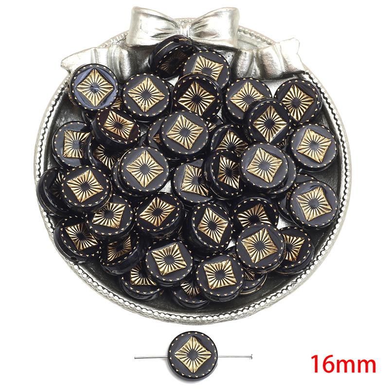 

Акрилові намистини Бароко Ретро Золоті У формі квітки Плоскі круглі намистини для виготовлення ювелірних виробів DIY Браслети Намисто 16mm 30pcs чорний