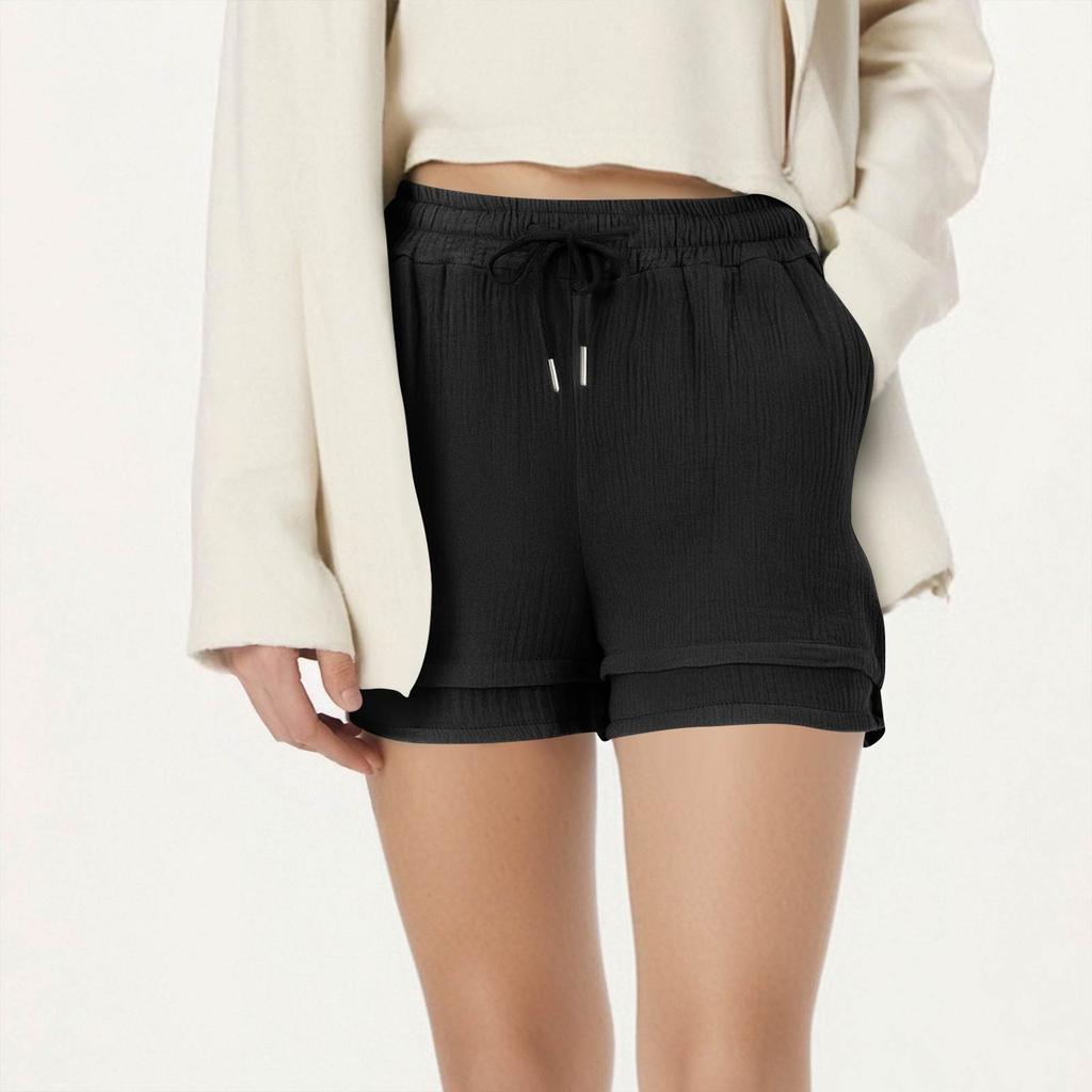 Women's Casual  Summer Elastic Beach Shorts  Solid Casual Shorts