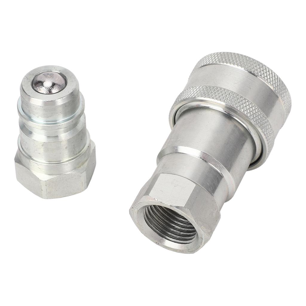 2 Pcs 12in NPT Hydraulic Coupler Male and Female ISO 7241A Hydraulic Quick Connect Coupling with