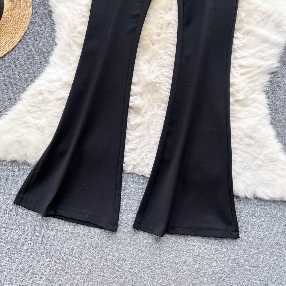 Autumn And Winter Retro Casual High Waist Drape Thin Wide Leg Bottoming Flared Pants