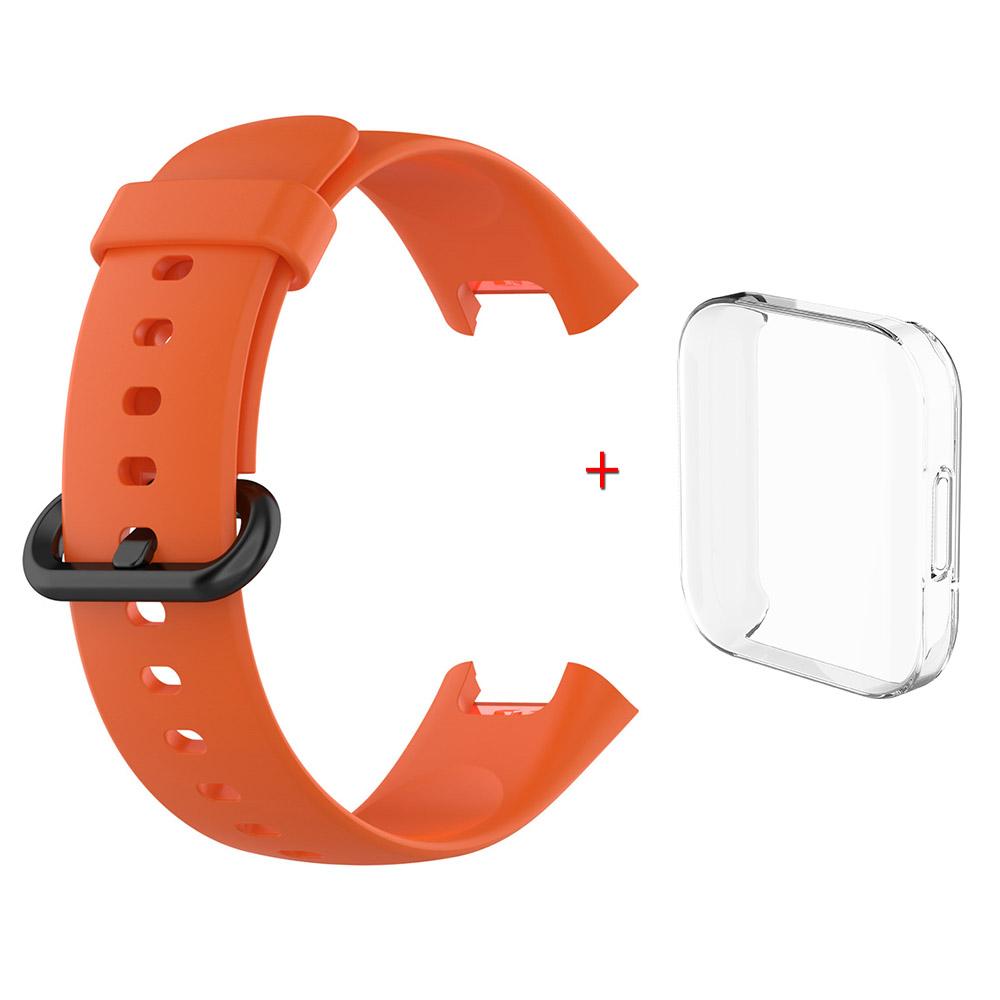 For Redmi Watch 2 Lite Silicone Strap+Case Watchband With Black/Same Color Buckle Wristband and Transparent Watch Shell