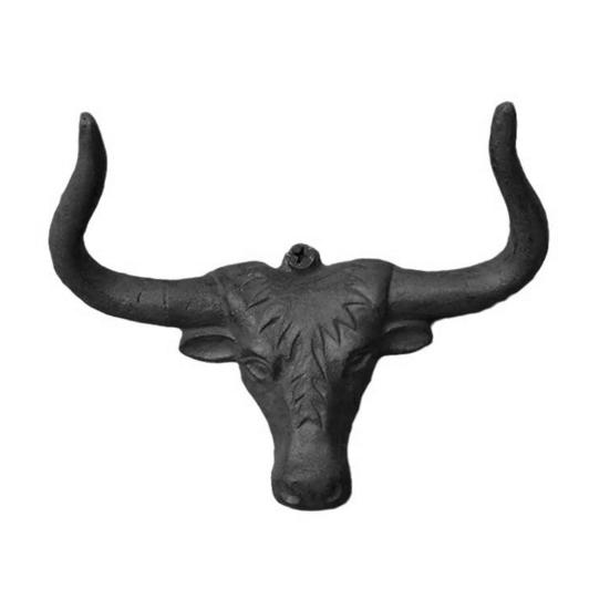 1/2Pcs Metal Cow Head Hook Vintage Cast Iron Cowboy Hat Holder Multi-purpose Clothes Organizer Longhorn Cattle Wall Hanger Western Home Decor