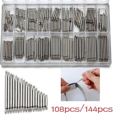 108/144 pçs/lote 8-25mm faixa de relógio barras de mola cinta link pinos ferramentas de reparo de relógio
