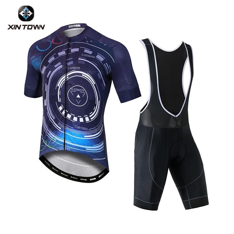 XINTOWN Cycling Jersey Set Short Sleeve Bib Shorts Mens Road Bike Riding Wear