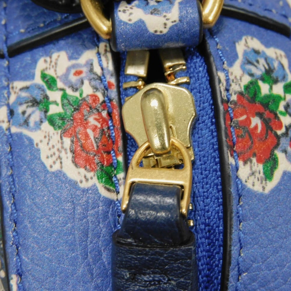 Used McGraw Floral Camera Bag (10833) 64449 7921 Floral Multicolor Chain Shoulder Bag with Double T Logo Blue Women's
