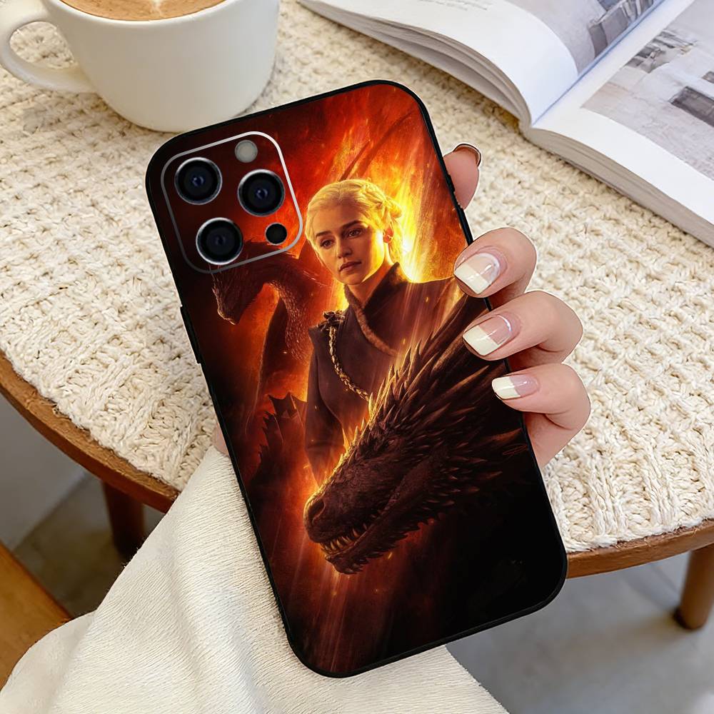 DM-game of Dragon Mothers Phone Case For iPhone 17,16,15,14,13,12,11 Plus,Pro Max,XS,Soft Silicone Black Cover