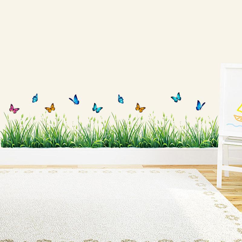 Wall Decals for Living Room Bedroom Minimalist Skirting Board Flowers Roses Plants Creative Waistline Background Wall Art Paintings Home Decor