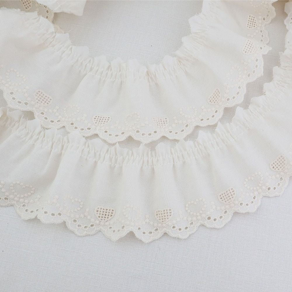 DIY Craft Ribbon White Ruffle Lace Trim Cotton Width 7cm Lace Fabric Ruffle Design Embroidery Trim