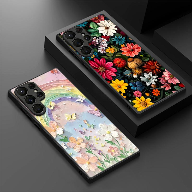 Magnetic Flower Pattern Phone Case For Samsung Galaxy S26 S23 S24 Ultra S25 FE S22 Plus S25 Edge For Magsafe Matte Hard PC Cover