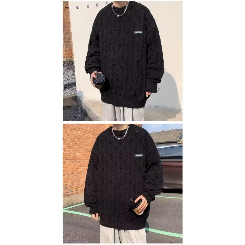 

Свитер Twist для мужчин, осень и зима, новый стиль, японский ретро, модный бренд, ленивый стиль, круглый вырез, свитер, свободный повседневный топ 2XL