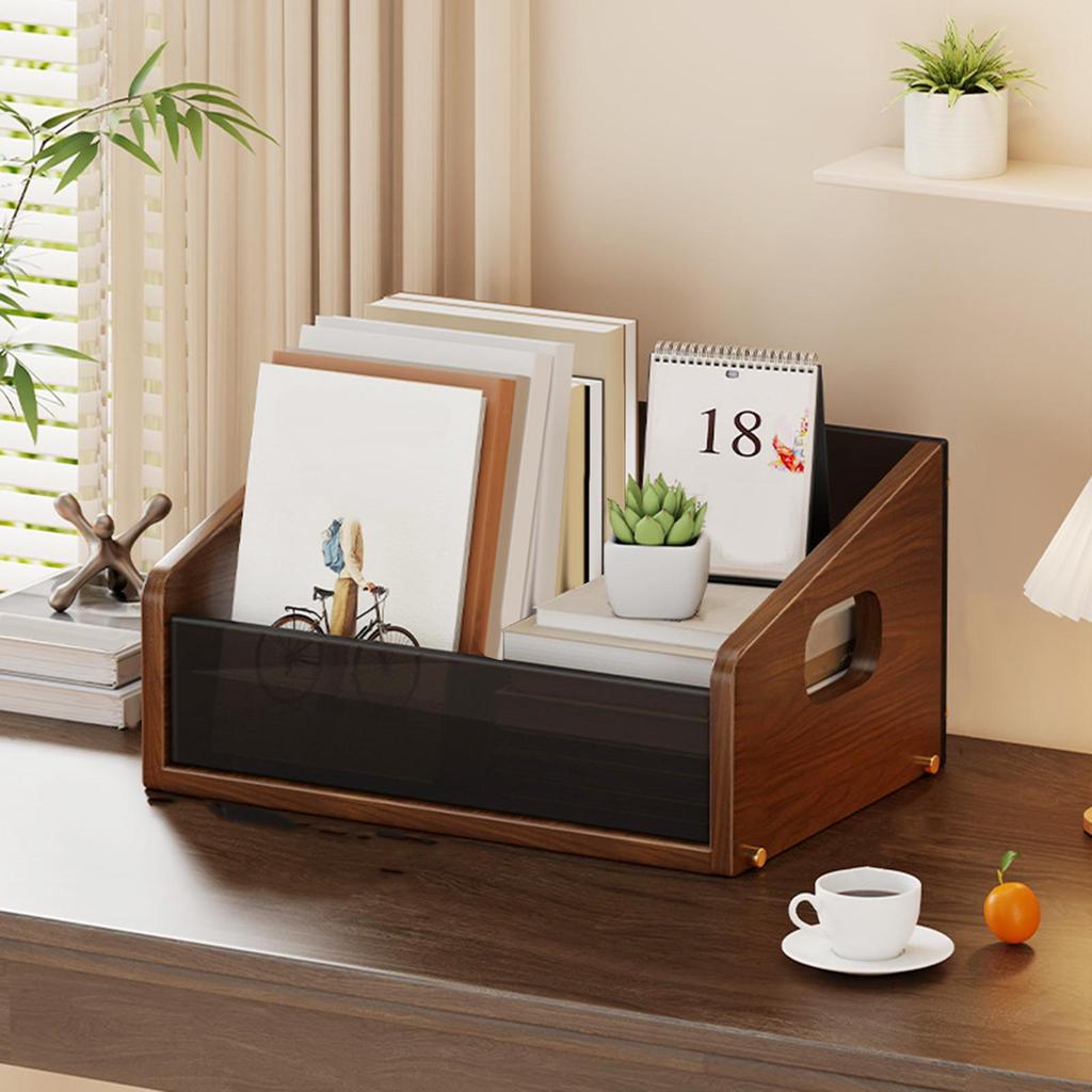 Record Storage Box Rustic Desktop Open for Countertop Dorm Room Sundries Small