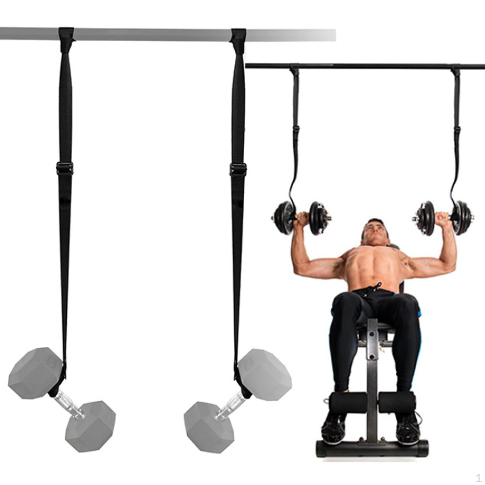 2x Hanging Dumbbell Secure Straps Adjustable Length Spotter Strength Training