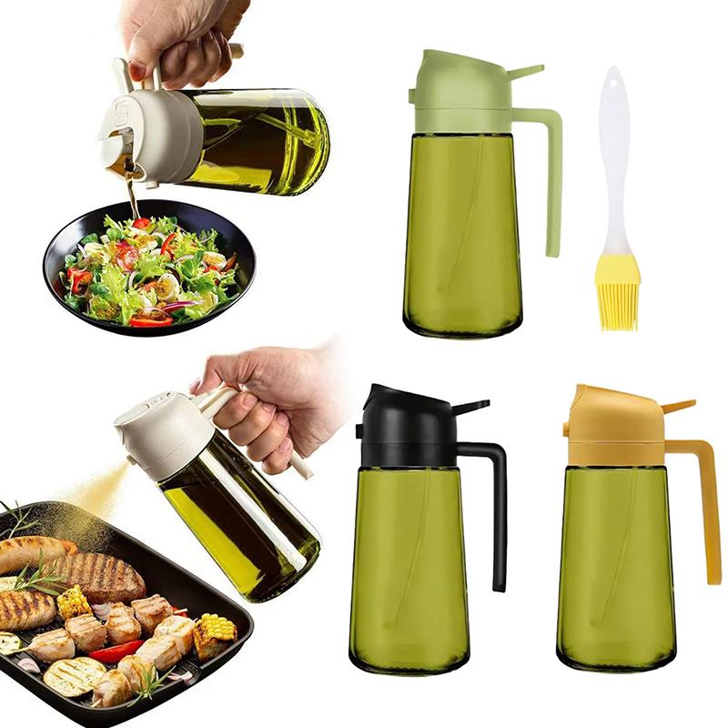 2-In-1 Dark Glass Oil Sprayer Olive Oil Dispenser Black Lightproof Oil Sprayer For Cooking Salads And Barbecues Barbecue Tools