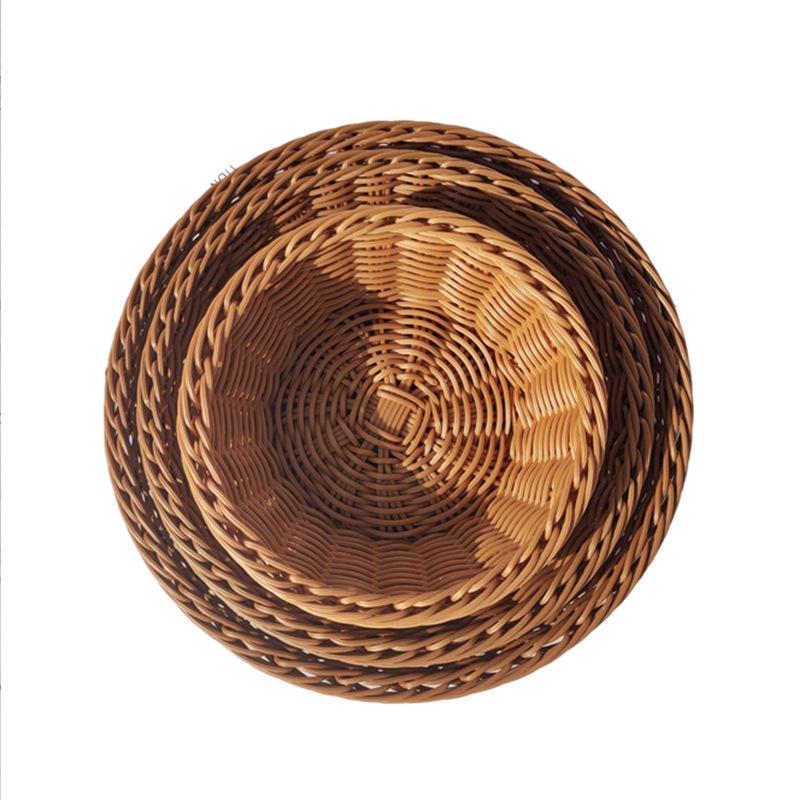 Creative Round Handwoven Rattan-Style Basket for Snacks & Dried Fruit