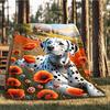 1pc Dalmatian Field Throw Blanket Polyester Fiber, Lightweight Flannel, Soft & Warm, All Season Use for Outdoor, Camping Digital Print