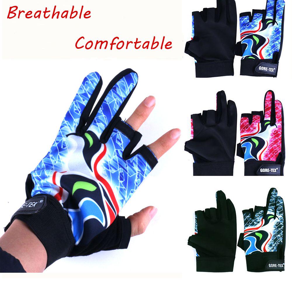 1Pair Breathable 3 Cut Finger Anti-slip Fishing Sun Protection Sports Gloves New