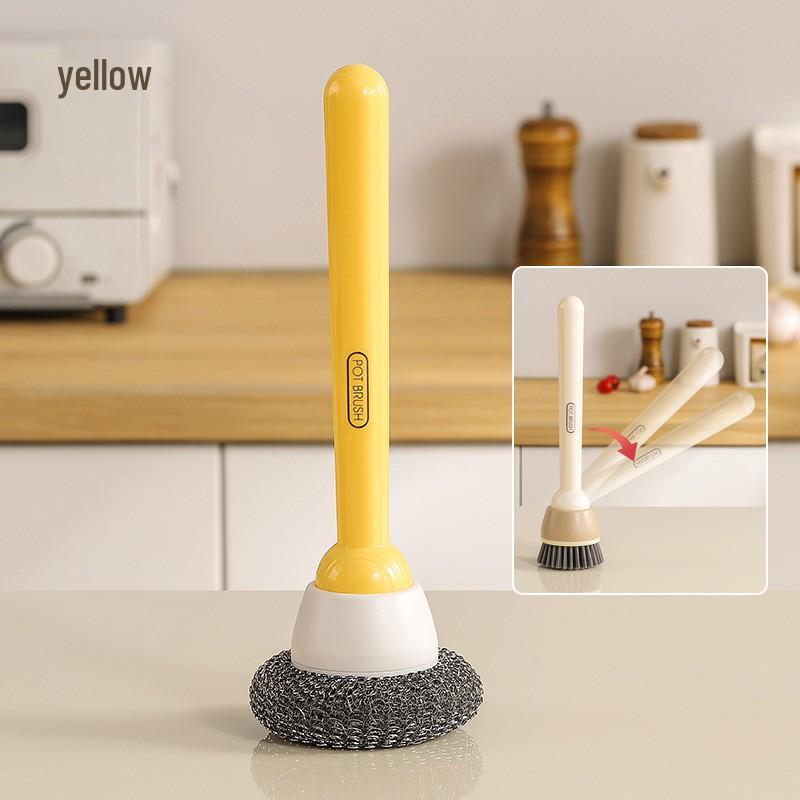 Long-Handle Rotatable Pot and Pan Cleaning Brush – Oil-Repellent, Multi-Functional, and Safe for Non-Stick Surfaces.