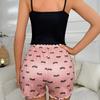 Women's Milk Silk Print Pajama Sleeveless Camisole Shorts Comfortable Sleepwear Loungewear Homewear Nightwear