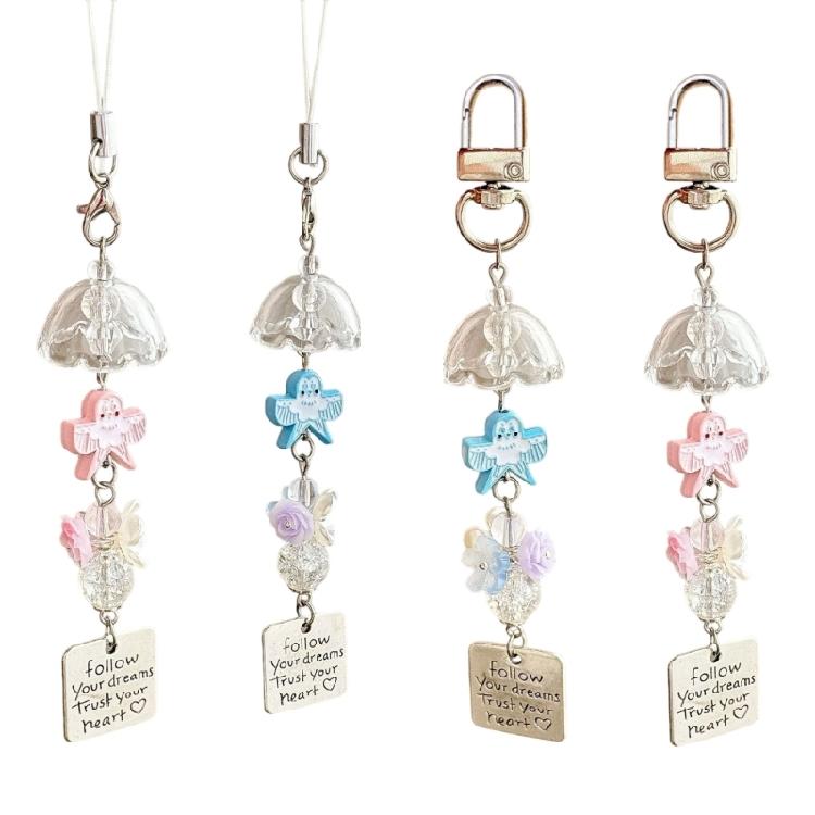 Artistic Resin Kite Keychain With Wind Chime Keyring With Swinging Ornament Handmade Camera Strap Accessory