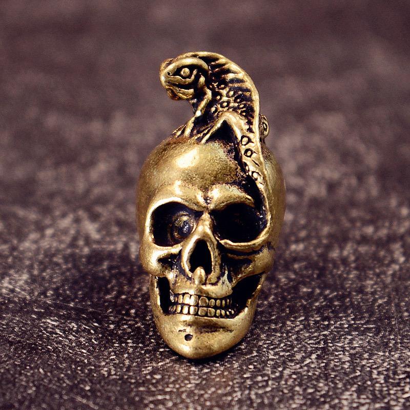 Lizard Skull Brass Knife Beads EDC DIY Paracord Woven Bracelets Lanyard Pendants Accessories Outdoor Tool Hangings Trinkets