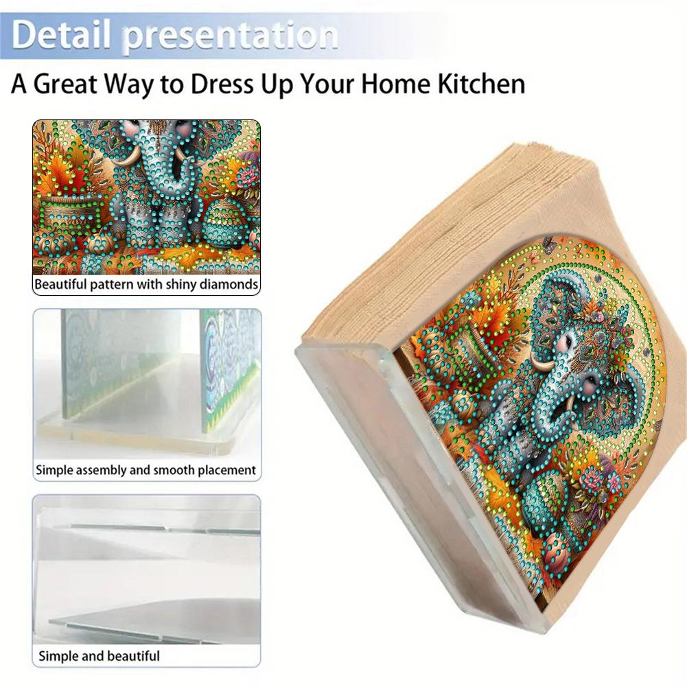 Acrylic Santa Claus Diamond Painting Napkin Rack Decor Diamond Painting Paper Towel Holder 5D DIY Diamond Art Paper Storage Rack
