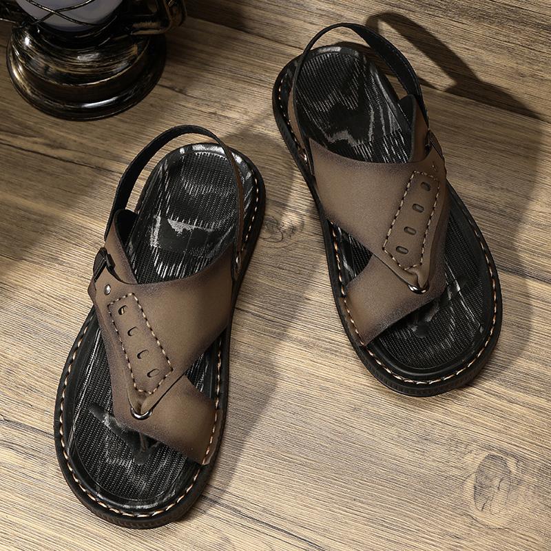 Fashion 2024 New Leather Boy Wading Shoes Male Outdoor Luxury Sandals Big Size 38-46 Summer Cool Men Sandals Casual Designer Beach Shoes