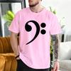 Music Bass Clef Print Modal Tshirt European Size Casual Loose Round Neck Short Sleeve Top For Unisex