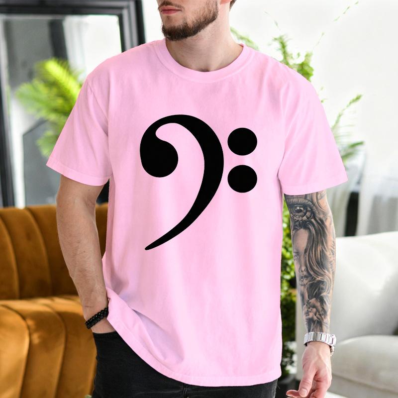 Music Bass Clef Print Modal Tshirt European Size Casual Loose Round Neck Short Sleeve Top For Unisex