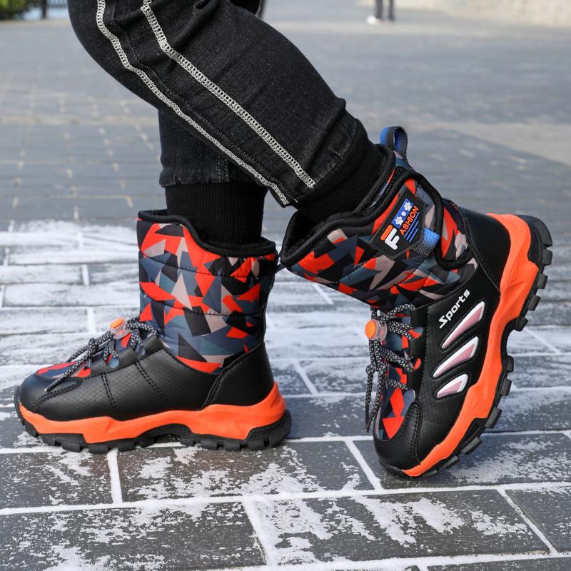 Детская зимняя плюшевая теплая спортивная обувь с высоким берцем из хлопка — фото 14