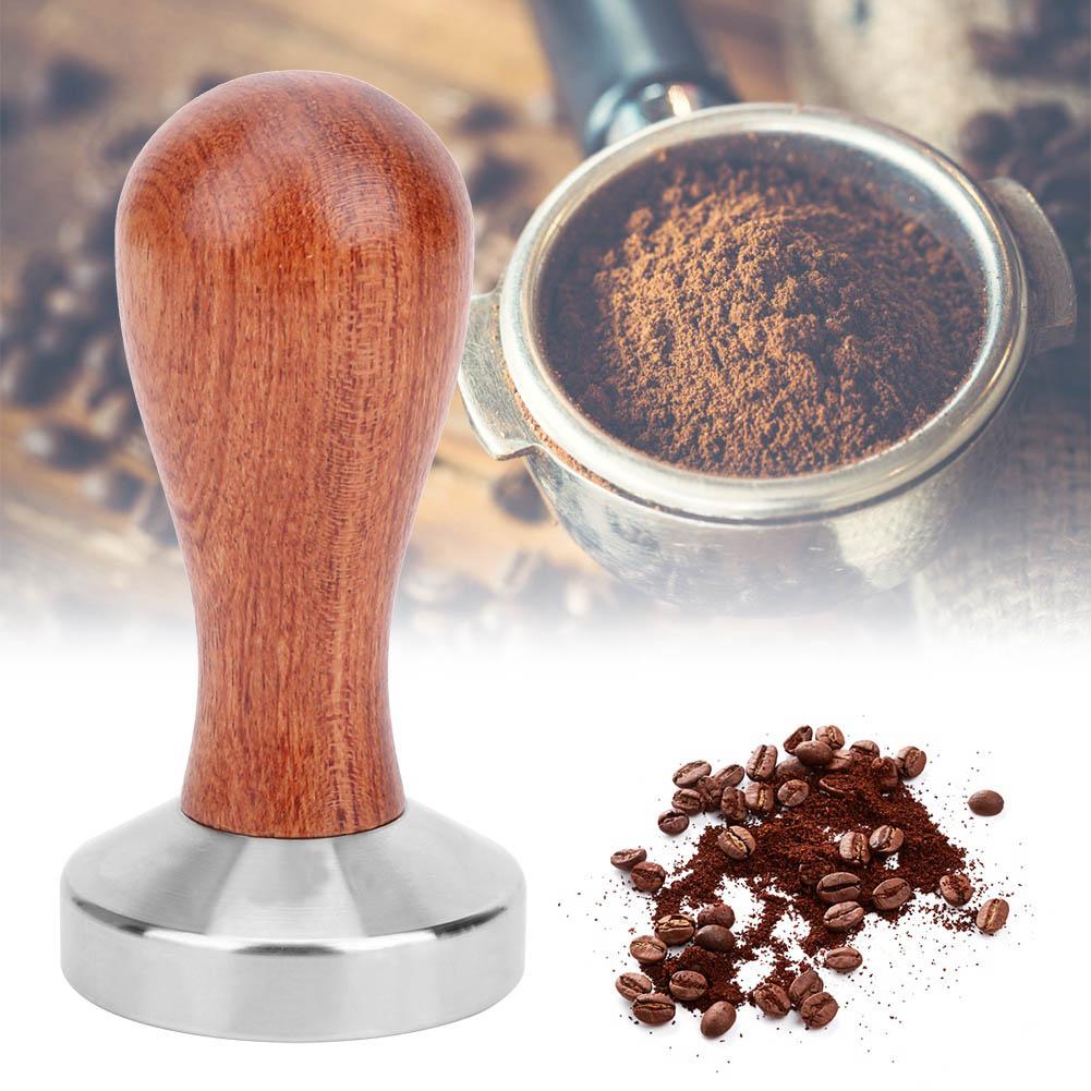 51mm Stainless Steel Coffee Tamper Wooden Handle Coffee Powder Hammer Press Tool Kitchen SuppliesFlat Bottom