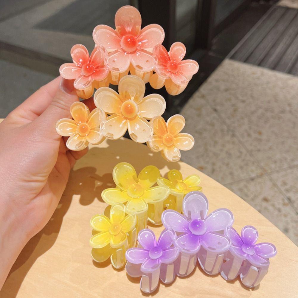 

Plastic Flower Hair Claw Gradient Color Frangipani Hair Clip Ins Large Shark Clip Female/Girls
