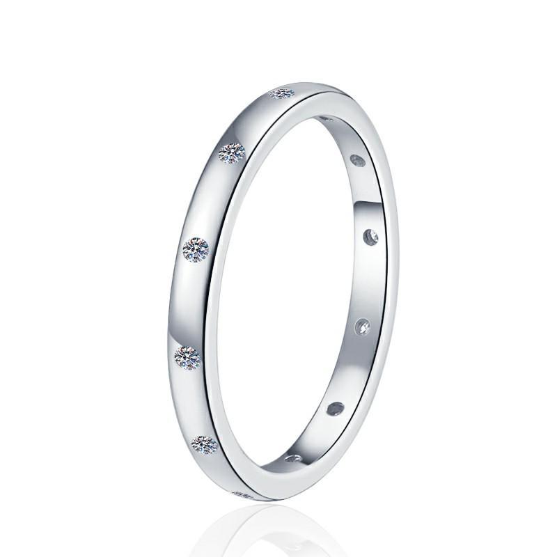 Korean Style 925 Sterling Silver Moissanite Stackable Tail Ring, 18K Plated, Simple Fashion Design.