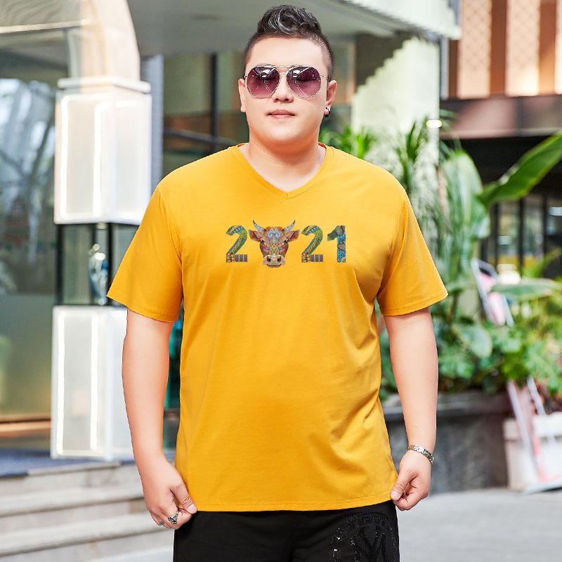 Oblíbené tričko Fat Man's Oversized s krátkým rukávem Letní oblečení Fat Man's Plus Fat Plus Tričko s výstřihem do V Top XXXXXL