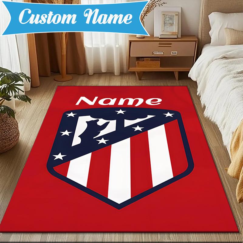 Custom Name Atletico Madrid Crest Rug