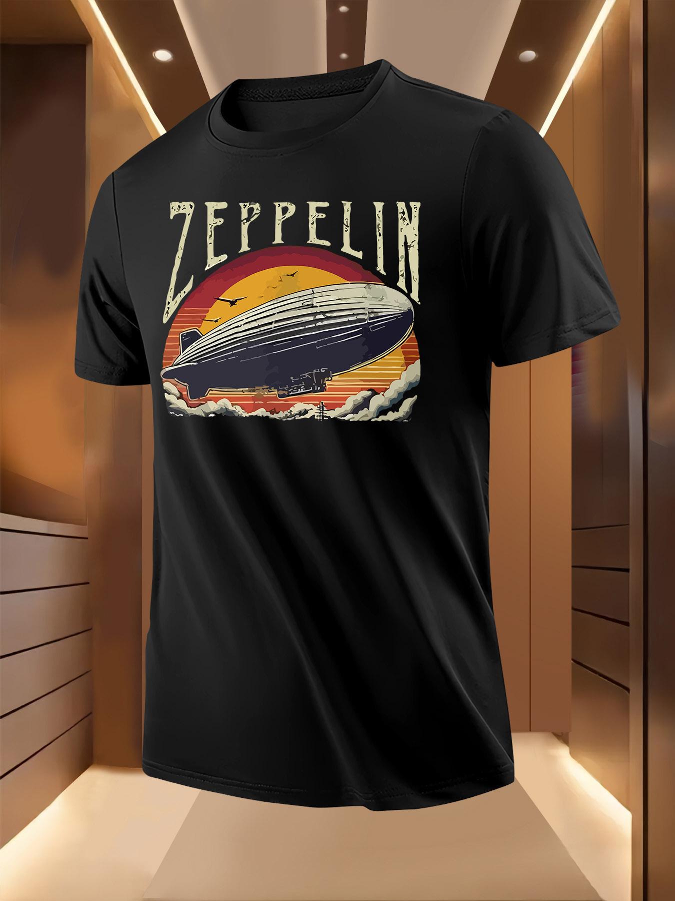 Vintage Zeppelin Airship Sunset Graphic Tshirt Graphic Ts... M