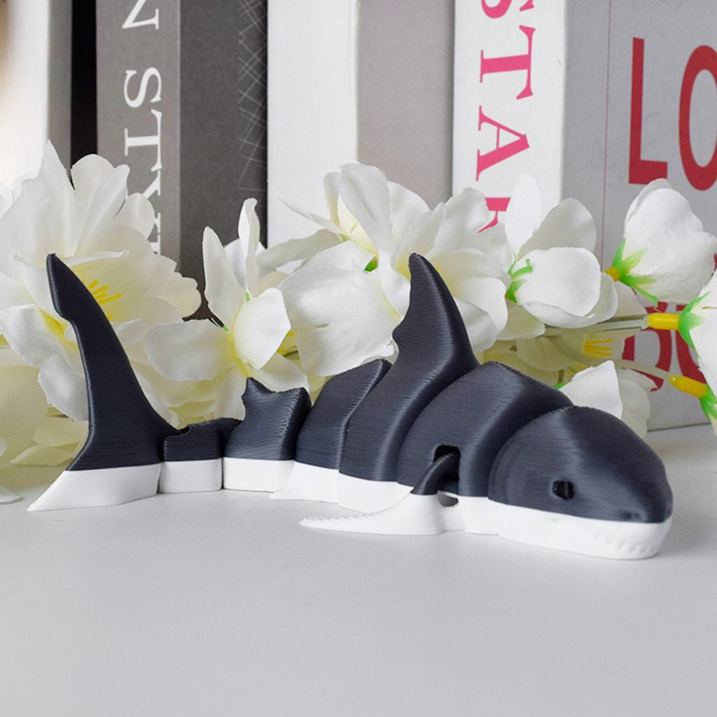Grey Shark 3D Printed Toys Body Joints Movable Simulation Marine Animals Shark Model Children Cognitive Toys Desktop Decoration