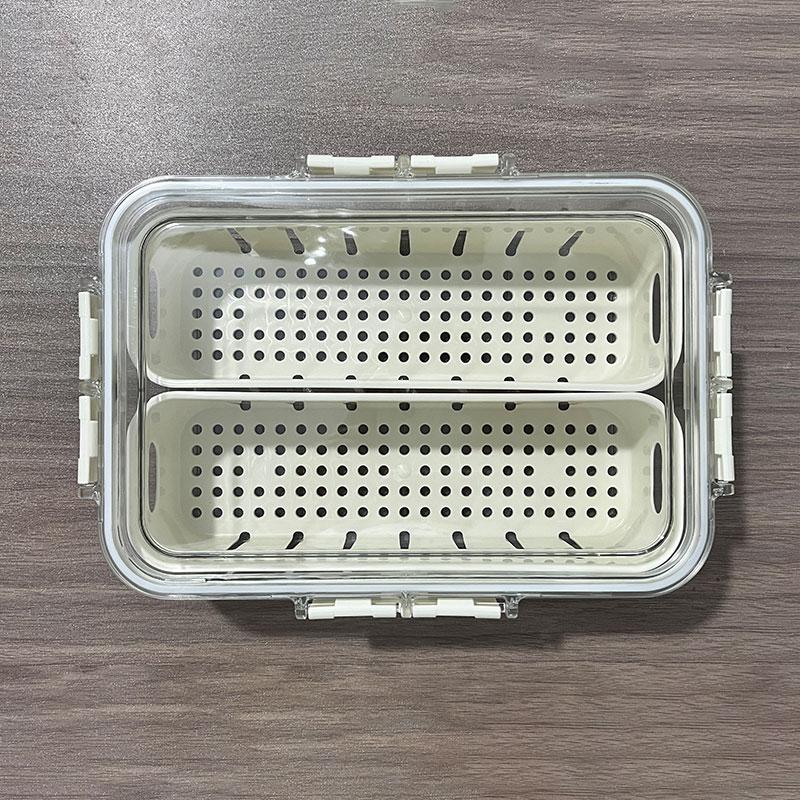 Plastic Thickened Crisper Refrigerator Storage Box Freezer Drinkable Two Compartment Crisper Food Storage Box