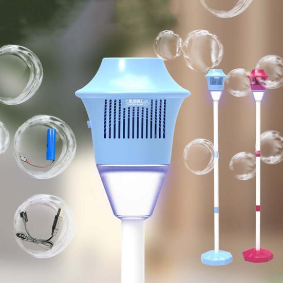 Bubble Machine with Lights Multi-Button Adjustment Automatic Vertical Bubble Maker with Adjustable Height Up To 47 Inches Rechargeable Bubble Blower
