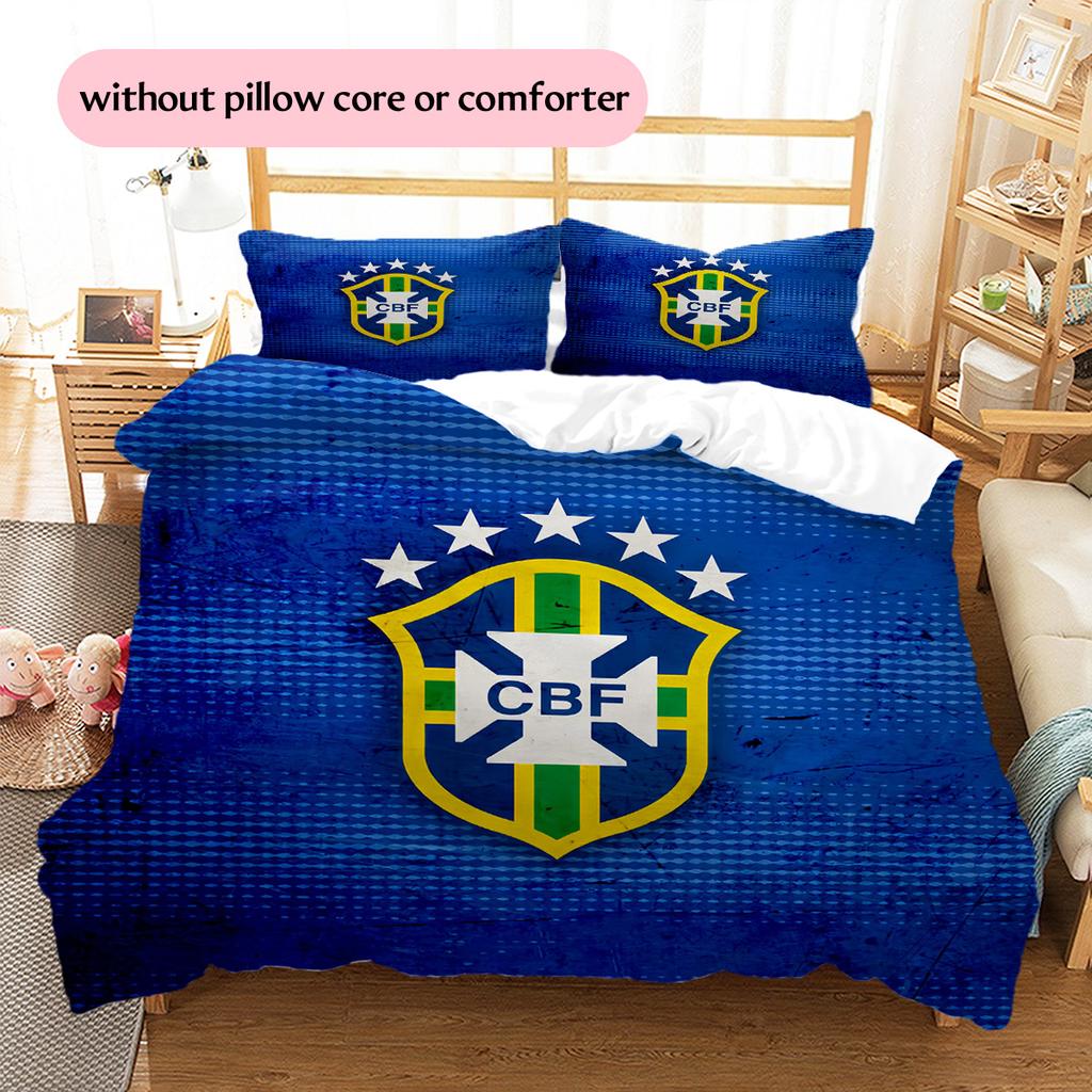 Brazil national football team  Pattern Bedding Quilt Set  Home Decoration  Gift (1 * duvet cover + 2 * pillowcase  without core)