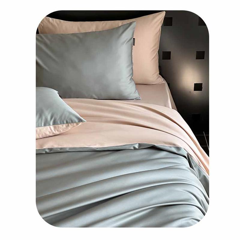 Set de lenjerie de pat de lux din bumbac 100% clasa A 100S satin bumbac egiptean 4 piese cu husă de pilotă și cearșaf cu elastic