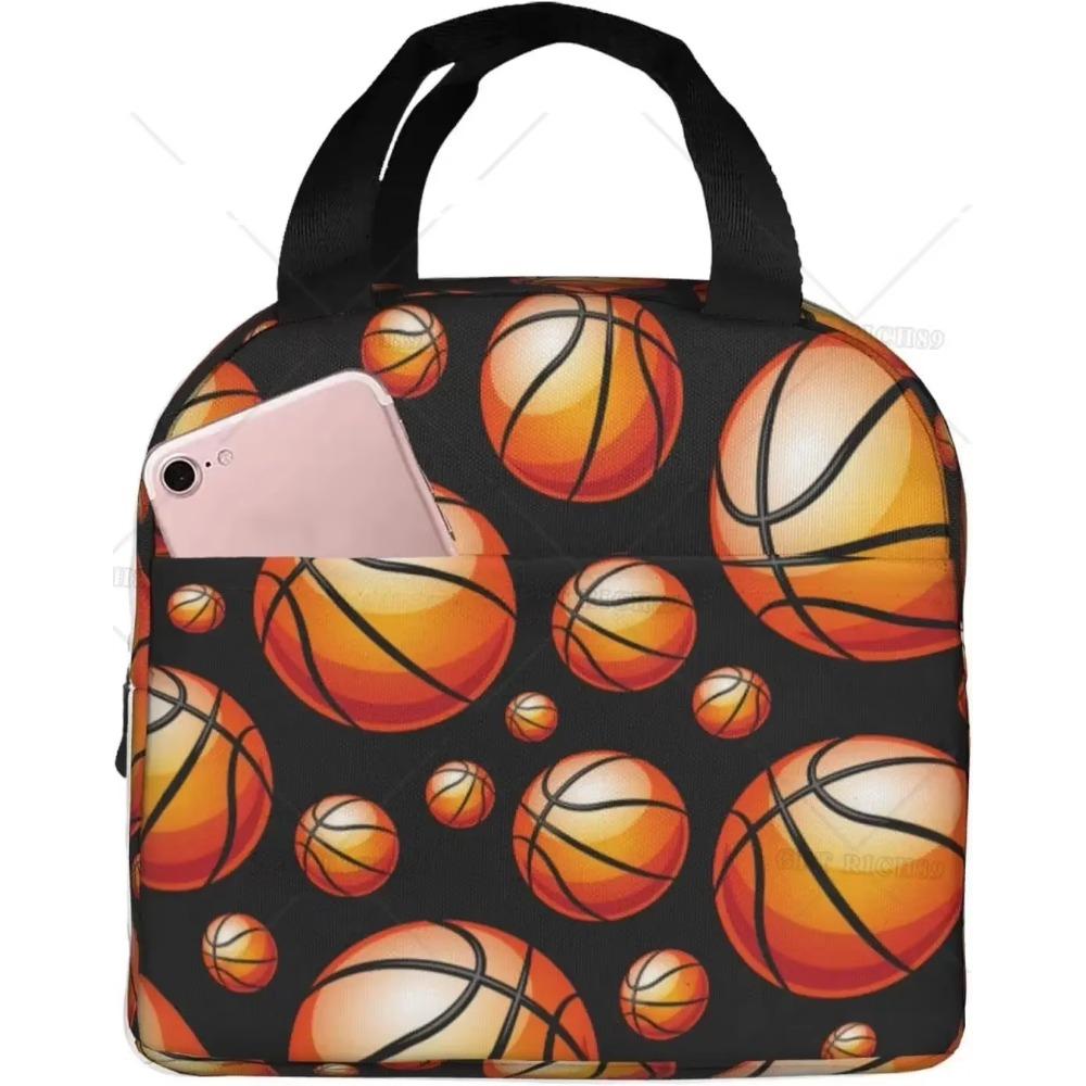 

Сумка для ланча с мячами и баскетболом, изолированная, многоразовая, спортивная, тематическая, для мальчиков и девочек, переносная сумка-холодильник для ланча 22x20x13CM чистый