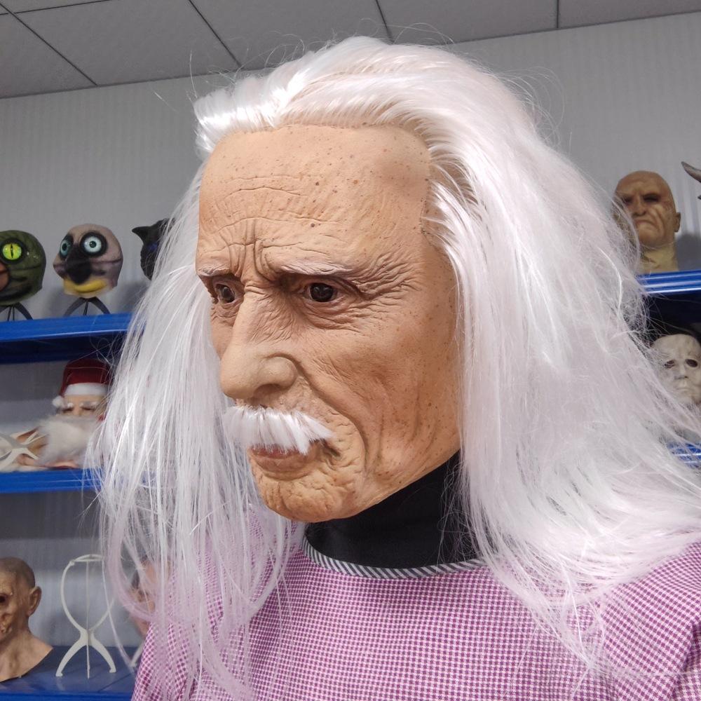 Old Man Mask Cos Old Man Grandpa Halloween Horror Headgear Costume Wig Human Face Mask