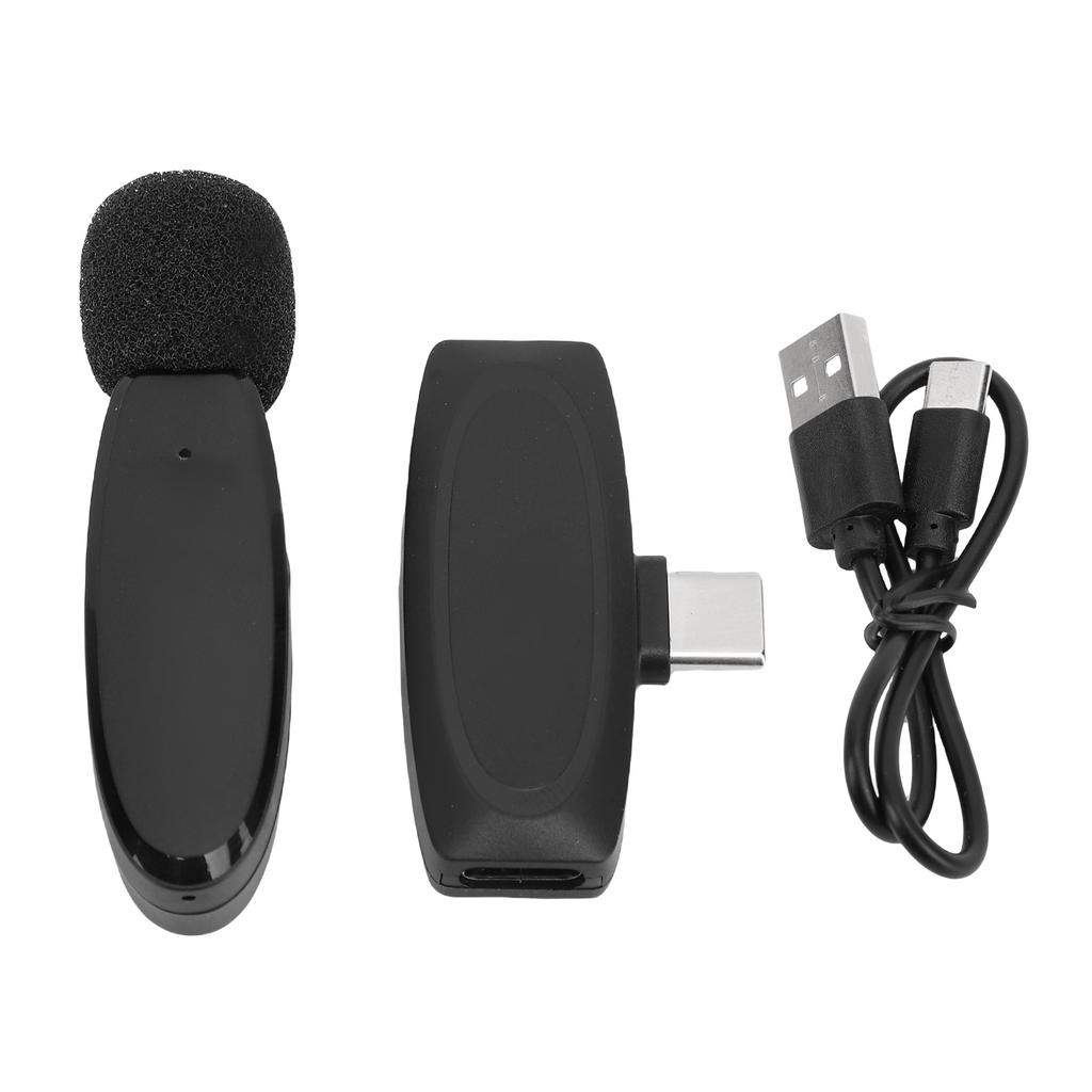 Wireless Lavalier Microphone Noise Cancelling 2.4GHz Omnidirectional Lapel Mic for Video Recording L