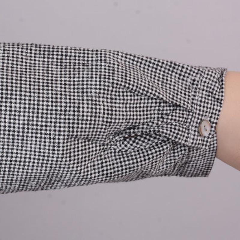 Loose Women's Checkered Long Sleeved Shirt Skirt
