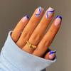 WM-22 Blue Wave Nail Art Stickers - Square Fake Fingernail Tips